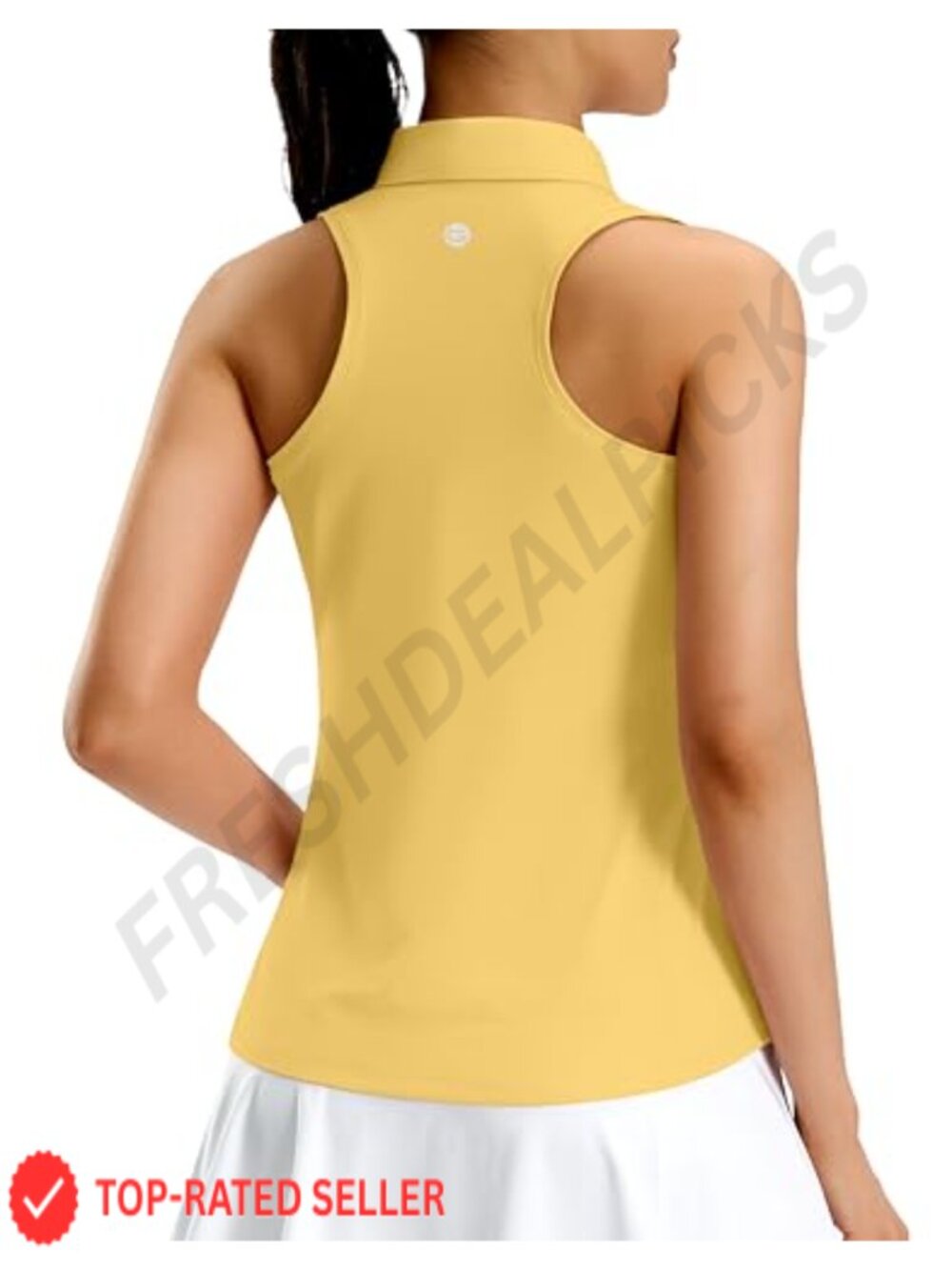 Women's Sleeveless Racerback Golf Polo Shirt Zip Up Athletic Tank Top UPF 50+